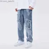 Heren Jeans Heren Jeans Streetwear Wijde Pijpen Hip Hop Vintage Herfst Casual Denim Broek High Street Applicaties Losse Baggy Rechte Mannen Broek Z230801