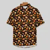 Chemises décontractées pour hommes Blouses Donut au chocolat Homme feuilles d'automne et citrouille hawaïenne à manches courtes imprimé nouveauté chemise de plage surdimensionnée