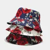 Berets Limited Edition Rose Flower Pattern Double-sided Fisherman Hat Ladies Leisure All-match Sun Outdoor Basin