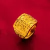 Alianças de casamento QEENKISS 24KT anel de ouro amarelo para homens quadrado FA FU ajustável festa jóias presente por atacado RG567 230801