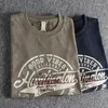 Men's T Shirts Slub Cotton Washed Fabric Short Sleeve T-shirt Retro Trend Alphabet Print Crewneck Half Jacket