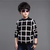 Cardigan 2023 가을 겨울 영국 스타일 New Kids Boy Plaid 스웨터 코트 어린이 옷 아기 Jacquard Cotton Boys Pullover 410y J230801