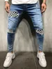 Men's Hip Hop High-end Quality Tight Slim Ripped Small Foot Pants New Men's Badge Slim Jeans Trend