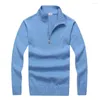 Maglioni da uomo bandiera ricamo cotone pullover lavorato a maglia caldo da uomo maglione da uomo dolcevita solido cappotto invernale mezza zip casual