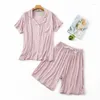 Women's Sleepwear Summer Pajamas Short Two-piece Set Lingerie Modal Sleeved Pyjamas Men's Loungewear Homewear Pjs