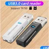 메모리 카드 독자 TF SD Reader USB 3.0 카드 리더 마이크로 대자 스마트 리터 드 타르 제 타스 노트북 드롭 배달 컴퓨터 네트워크 DHKCR