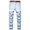 Men's Jeans 2023 Men Denim Straight Worn Hole Europe And America Light Blue Classic Old Plus Size Pants