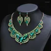 Necklace Earrings Set Vintage Bride Jewelry Earring Temperament Wedding Dress Banquet Artificial Gem