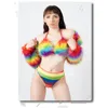 Vêtements de scène Jour de l'An Noël Coloré Manteau en peluche Sexy Bikini Exclusif Personnalisé GOGO