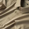 Camisas informales para hombre, ropa de marca, camisa ajustada, camisetas de negocios de manga corta de verano para hombre, M-4XL transpirable de seda helada de gama alta para hombre