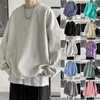 Męskie bluzy bluzy o szyi solidny kolor luźna koszulka bez rękawów bez kaptury pullover męska koszula baza workowate bluza streetwear