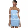Party Dresses Classic Evening Cocktail Sexy Strapless Beautiful Sequins Sleeveless Mermaid Open Back Women Short Prom Gown