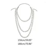 Chains E0BE Dainty Faux Pearl Layered Choker Necklaces Handmade Christmas Gift Pendant Multilayer Long Layering Chain For Women