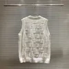 Lyxvarumärke ulltröja 3D Jacquard Knit Sweaters Designer T Shirt ärmlös Vint Winter Warm Pullover Coat Män Kvinnor Sticked Tank Top Casual Shirts