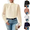 Autumn And Winter Elegant And Casual Half High Neck Patchwork Wavy Chiffon Long Sleeve Top For Women