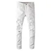 Jeans pour hommes Sokotoo White Crystal Holes Ripped Fashion Slim Skinny Stretch Denim Pants 230731