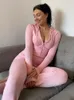 Calças femininas de duas peças roupas de primavera casual com zíper suéter com capuz cintura alta flare 2 conjunto rosa malha Y2k terno sexy Streatwear