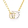 F Brand Luxury Designer Pendant Neckor for Women 18k Gold Shining Crystal Bling Diamond Cross Chain Choker Halsbandsmycken