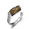 Pierścienie ślubne vintage rotacyjne koraliki buddyjskie Pismo pierścieniowe dla mężczyzn biżuteria moda męska indeks 925 Srebrny chłopak prezent 230801
