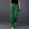 Pantaloni da donna Pantaloni larghi casual a gamba larga a vita alta in lino vintage da donna con tasche Abito per donna Petite