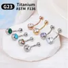 Navel Bell Button Rings G23 14G Navel Ringen zirkoon Zeer Polijsten Schroefdraad Wenkbrauw Nagels ASTM F136 Body 10 stks groothandel Belly Button 230731