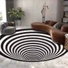 Mattor Stereo Vision Carpet Round Black White Living Room Mat 3D Illusion Vision 3D Mattan Heminredning Mattor R230731