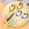 Dinnerware Sets With Thick Stainless Steel Corrugated Dessert Spoon Scoop Creative Ceramic Knife Stirring Coffee Fruit Fork