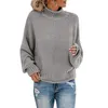 Women's Sweaters Fashion Turtleneck Knit Pullover Sweater Women Solid Color Long Sleeve Knitted Tops Casual Loose Short Knitting Female