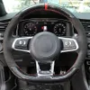 カーボンファイバーブラックスエードカーステアリングホイールカバーフォルクスワーゲンゴルフ7 GTIゴルフR MK7 POLO SCIROCCO 2015 2016221Q