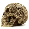 装飾的なオブジェクトの図形Buf Modern Resin Statue Retro Skull Decor Home Decoration Ornaments Creative Art Carving Sculputures Model Halloween Gifts 230731