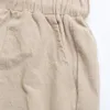 Shorts Feminino de Algodão Linho Perna Larga Verão Feminino Casual 2023 Calça Elástica Renda Solta Calça Feminina Senhora