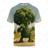 Herren-T-Shirts, Sommer, bequem und atmungsaktiv, Brokkoli-3D-Druck, T-Shirt, Straße, lässig, locker, kurzärmelig