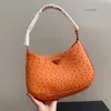 Patrón de avestruz Bolso hobo Bolsos de mujer Color sólido Axila Bolso de hombro Herrajes de plata Hebilla magnética Bolsillo para teléfono celular Bolso de mano de alta calidad Carteras