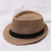 Wide Brim Hats Bucket Jazz Hat Men Women Straw Summer Beach Sun Fedoras Ribbon Casual Cowboy Cap Gangster Unisex Panama 230801