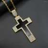 Pendentif Colliers Hip Hop Glacé Grande Croix Collier Mâle Or Couleur En Acier Inoxydable Crucifix Pour Hommes Bijoux Goutte