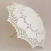 Umbrellas 68cm Embroidery Lace Parasol Umbrella Wedding Decoration Po Prop Vintage White Craft Lace Umbrella Anti-UV Sunshade 230731