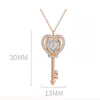 Pendant Necklaces Stainless Steel Natural Crystal Heart Shaped Smart Key Necklace Women's Love Lock Bone Chain Wedding Party Jewelry