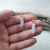 Pendant Necklaces FUWO Natural Blue Lace Agates Point Golden Plated Spike Shape Raw Stone Stick Jewelry Accessories PD121 5Pieces/Lot