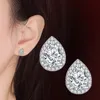 Classical Stunning Stud Earrings Fashion Jewelry 925 Sterling Silver Pear Cut Water Drop 5A Cubic Zircon CZ Diamond Gemstones Party Women Wedding Earring Gift