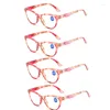 Lunettes de soleil 4 Pack Cat Eye Lunettes de Lecture Femmes Imprimer Cadre Fleur Lecteurs Anti-Lumière Bleue Ordinateur Lunettes Presbytie