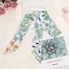 Scarves Factory ON SALE 2019 Colorful New Fashion Brand Silk Scarf Life Tree Print Head Handle Bag Ribbons Small Long Skinny Scarves Y23