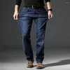 Jeans masculino folgado reto para homens clássico calças de cowboy calças regulares jeans elástico tubo apertado casual cintura baixa gótico empilhado Xs