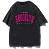 Herr t-shirts kvinnor grafik 1898 brooklyn new york tryckt t shirt flicka kort ärm damer bomullskläder man tees toppar kvinnlig tvättad tshirt j230731