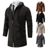 Men's Trench Coats Men's Men Coat Winter Autumn Long Sweater Jacket Thick Fleece Thermal Knit Hoodies Designer Luxury Cold Overcoat