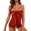 BHs Sets Frauen Crotchless Sexy Dessous Ausschnitt Blumenspitze Schleife Bodysuit mit verstellbarem Spaghettiträger