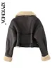 Women s Fur Faux KPYTOMOA Women Fashion Thick Warm Shearling Jacket Coat Vintage Long Sleeve Belt Hem Female Outerwear Chic Tops 230801