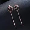 Boucles d'oreilles pendantes prix en vrac couleur or Rose rond alliage brillant cristal longue chaîne pendentif goutte pour femme cadeau accessoires