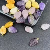 Pochettes à bijoux pierre naturelle cristal Mini feuilles Figurine Reiki guérison pierre précieuse Quartz avec trou pendentif faisant des accessoires