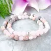 MG1092 Новый дизайн браслет из бусинок Mala для женщин Boho Boho Boho Bracelet Bracelet Pink Rose Quartz Lava Браслет 6 мм бисера Lay208c