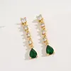 Dangle Earrings 2023 Genuine Zircon Earring For Women Transparent Red/Green Zirconia Gorgeous Drop Wedding Jewelry Gift